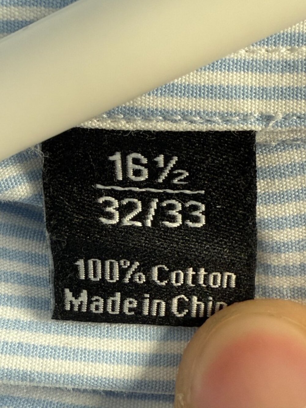 David Donahue Cotton Trim 16.5 32/33 Striped Blue Long Sleeve Mens Shirt Spread - Picture 10 of 15